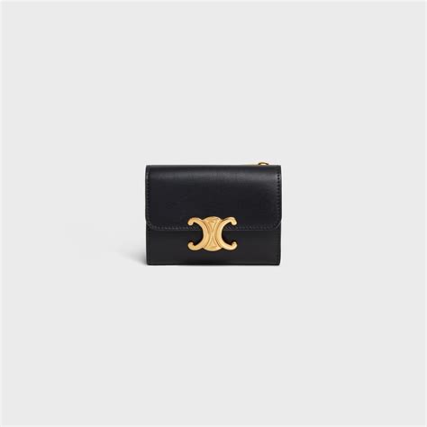 celine compact wallet with coin triomphe in shiny calfskin|COMPACT WALLET WITH COIN TRIOMPHE IN .